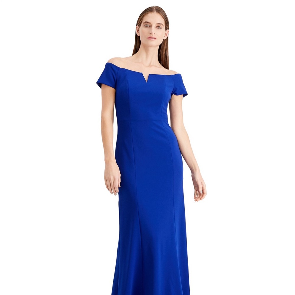 Calvin Klein Notched Off-The-Shoulder Gown